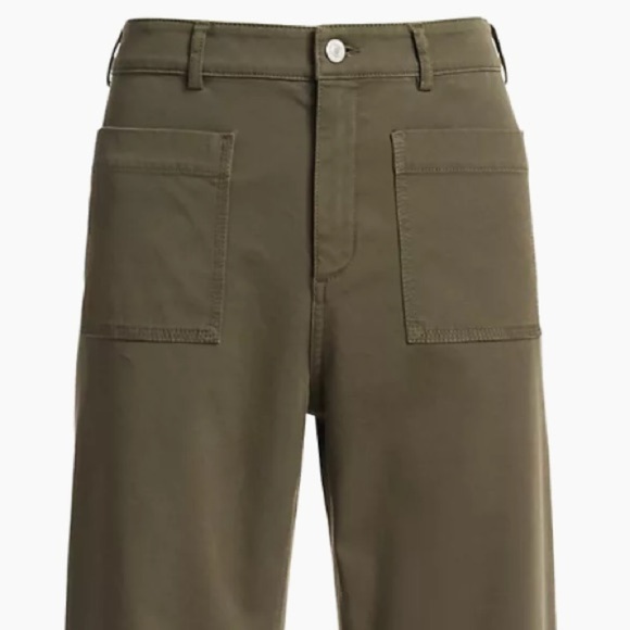 A.L.C. Fallon High rise Wide Leg Stretch Twill Utility Pocket Army Green Crop - Picture 7 of 14